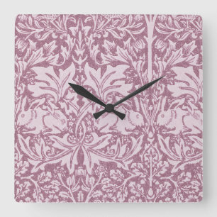 William Morris, The Strawberry dieb, überarbeitet Quadratische Wanduhr