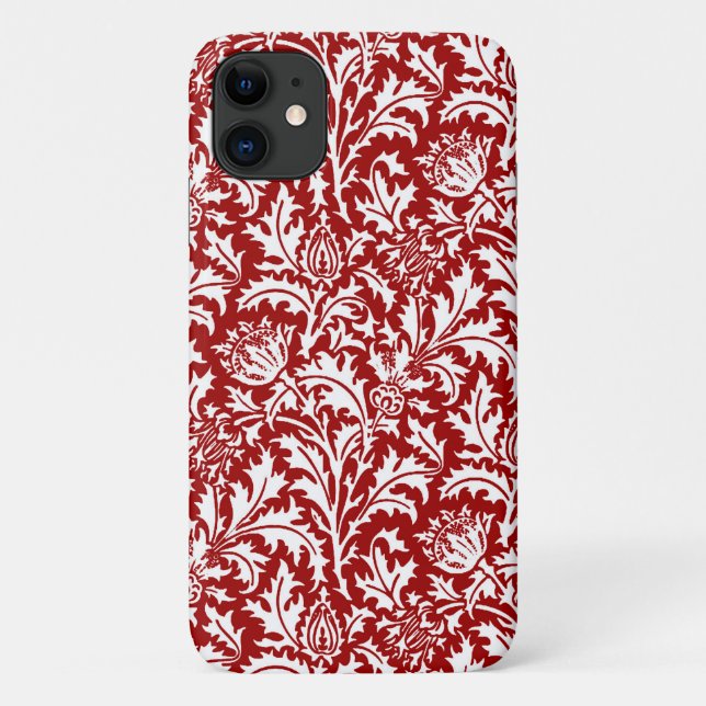 William Morris Thistle Damask, Dark Red & White Case-Mate iPhone Hülle (Rückseite)