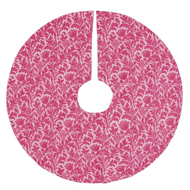 William Morris Thistle Damask, Fuchsia Pink Polyester Weihnachtsbaumdecke (Vorderseite)