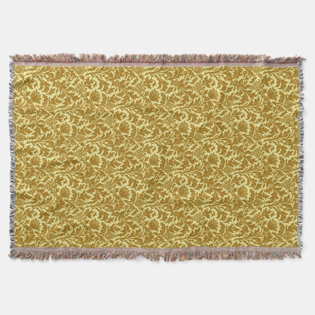 William Morris Thistle Damask, Mustard Gold Decke (Vorderseite)