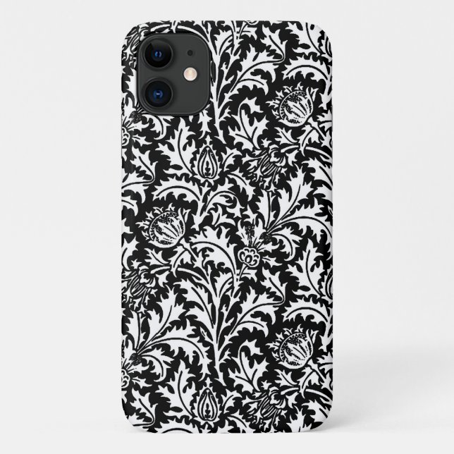 William Morris Thistle Damask, Schwarz und Weiß Case-Mate iPhone Hülle (Rückseite)