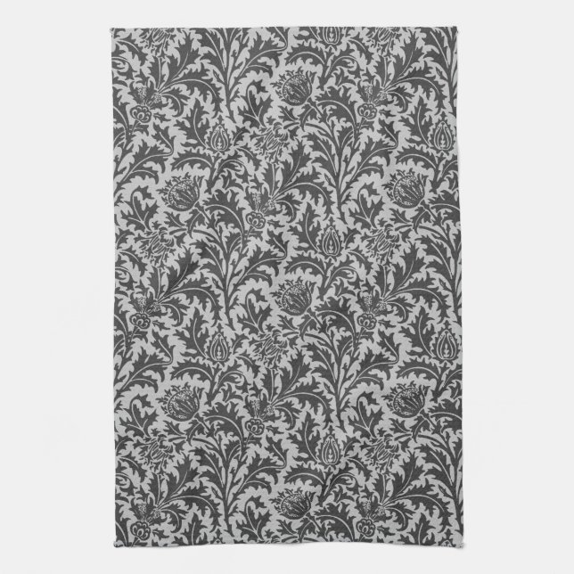 William Morris Thistle Damask, Silver Gray / Grau Küchentuch (Vertikal)