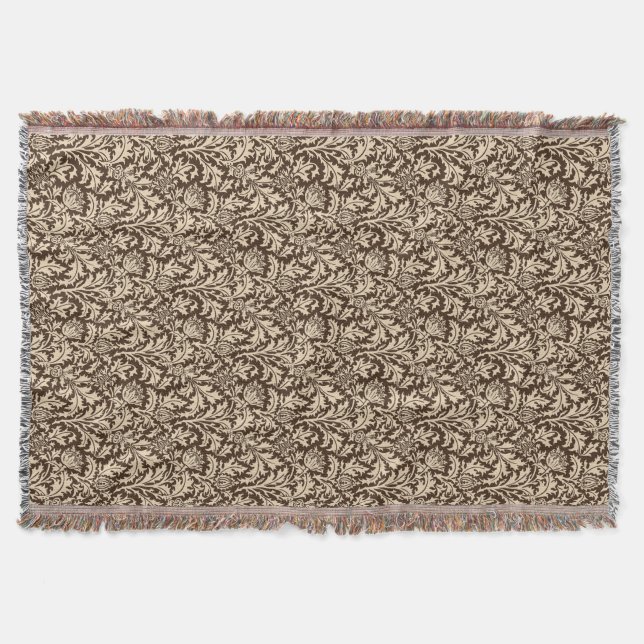 William Morris Thistle Damask, Taupe Tan & Beige Decke (Vorderseite)