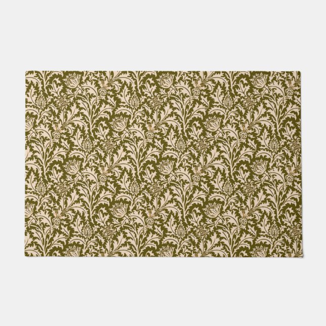 William Morris Thistle Damask, Taupe Tan und Beige Fußmatte (Vorderseite)