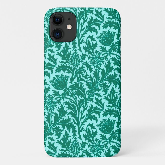 William Morris Thistle Damask, Türkis und Aqua Case-Mate iPhone Hülle (Rückseite)