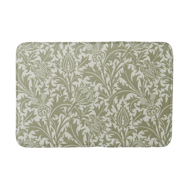 William Morris Thistle Sage Green Pattern Badematte (Vorderseite)