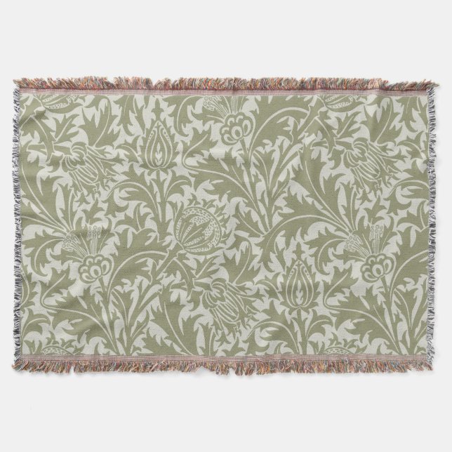 William Morris Thistle Sage Green Pattern Decke (Vorderseite)
