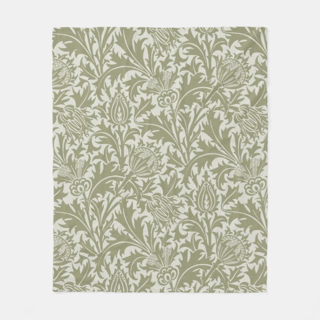 William Morris Thistle Sage Green Pattern Fleecedecke (Vorderseite)