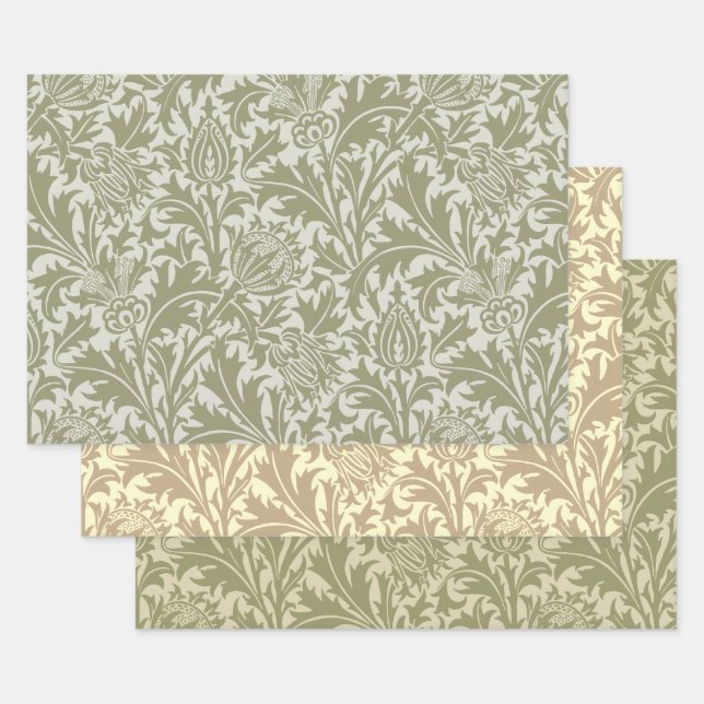 William Morris Thistle Sage Green Pattern Geschenkpapier Set (Set)