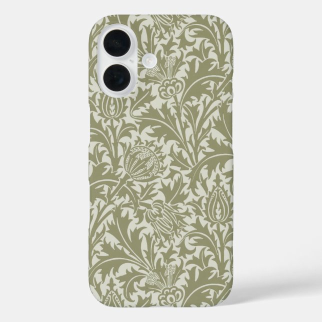 William Morris Thistle Sage Green Pattern iPhone 16 Hülle (Rückseite)