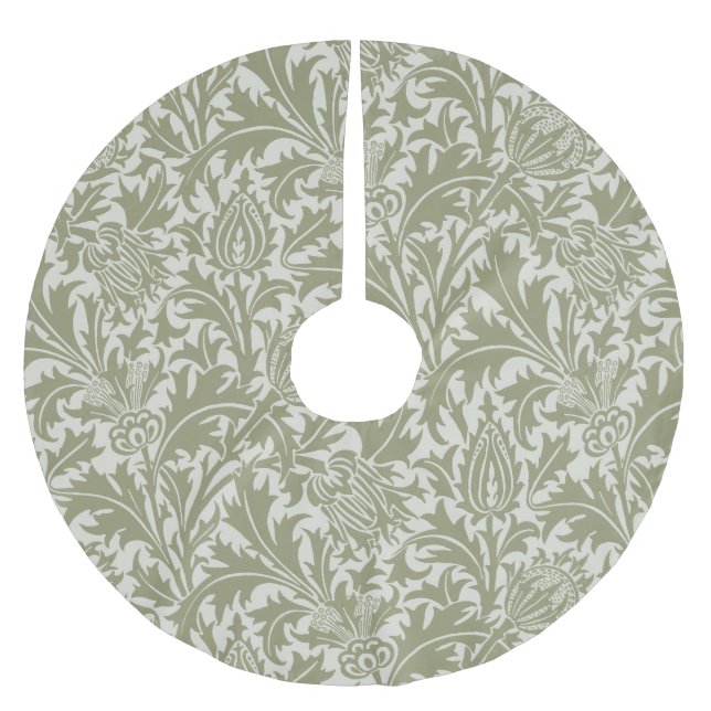 William Morris Thistle Sage Green Pattern Polyester Weihnachtsbaumdecke (Vorderseite)