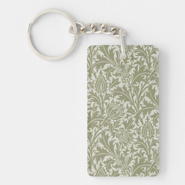 William Morris Thistle Sage Green Pattern Schlüsselanhänger (Vorderseite)
