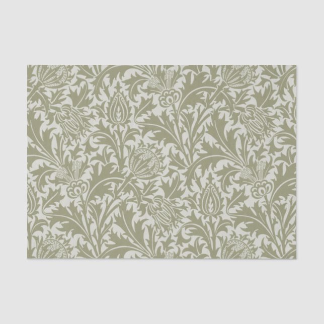 William Morris Thistle Sage Green Pattern Seidenpapier (Vorderseite)