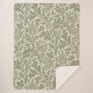 William Morris Thistle Sage Green Pattern Sherpadecke