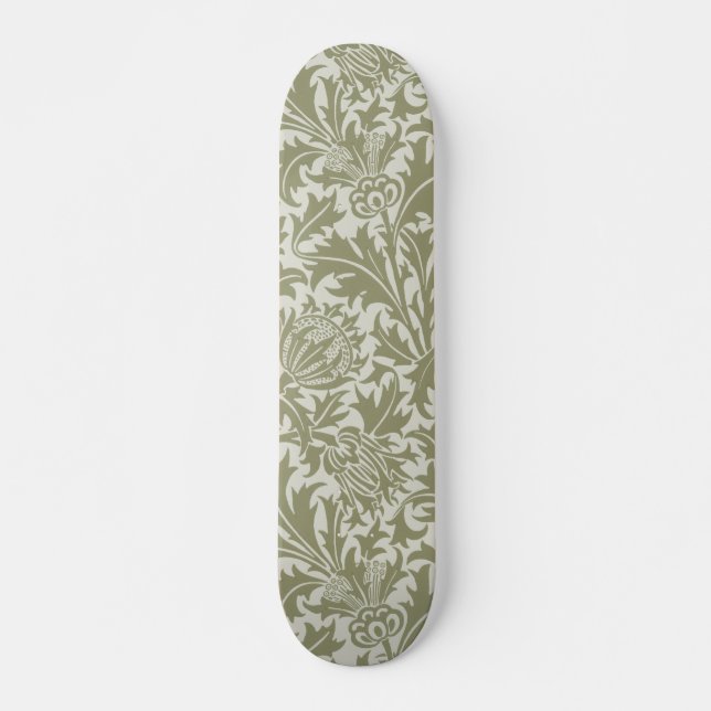 William Morris Thistle Sage Green Pattern Skateboard (Vorne)