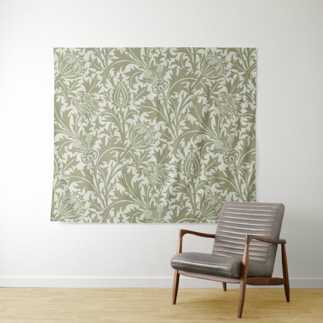 William Morris Thistle Sage Green Pattern Wandteppich (Beispiel (Horizontal))
