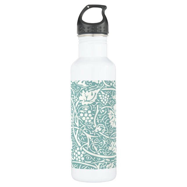 William Morris Traubenmuster Aquamarin Türkis Edelstahlflasche (Vorderseite)
