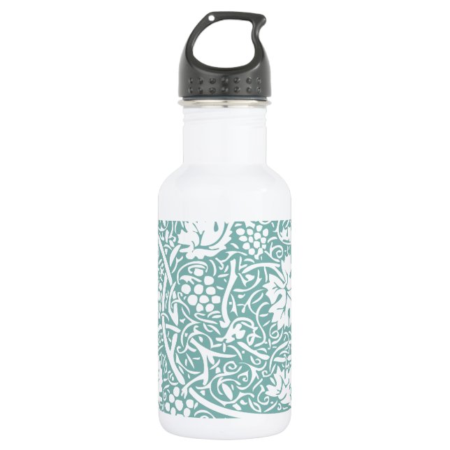 William Morris Traubenmuster Aquamarin Türkis Edelstahlflasche (Vorderseite)