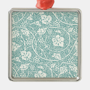 William Morris Traubenmuster Türkis Türkisblau Silbernes Ornament