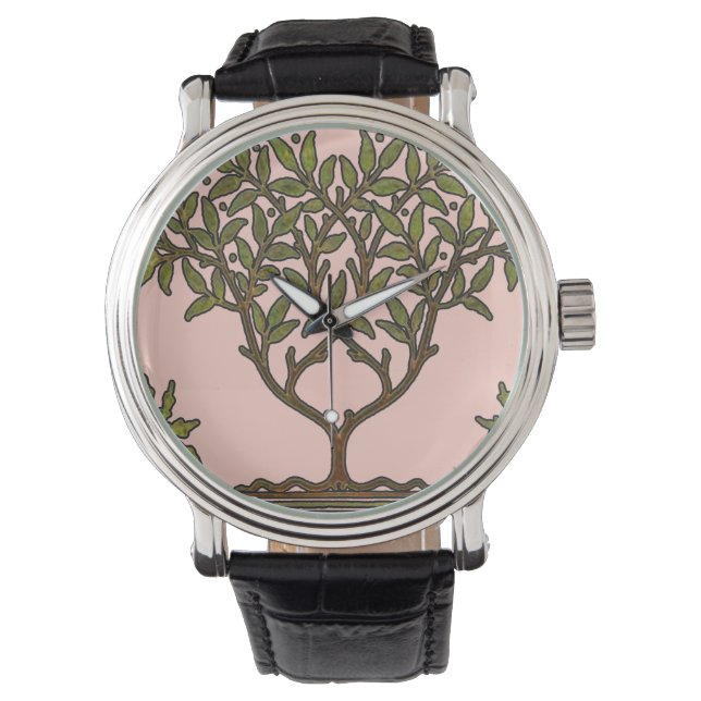 William Morris Tree Frieze Floral Wallpaper Armbanduhr (Vorderseite)
