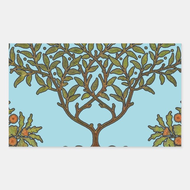 William Morris Tree Frieze Floral Wallpaper Rechteckiger Aufkleber (Vorderseite)
