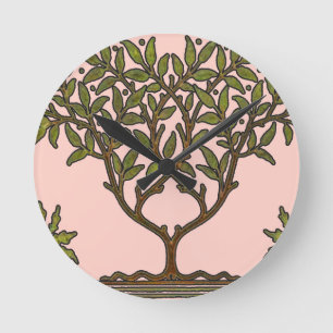 William Morris Tree Frieze Floral Wallpaper Runde Wanduhr