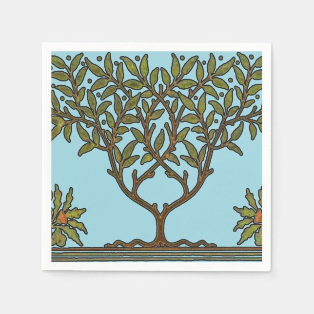 William Morris Tree Frieze Floral Wallpaper Serviette (Vorderseite)