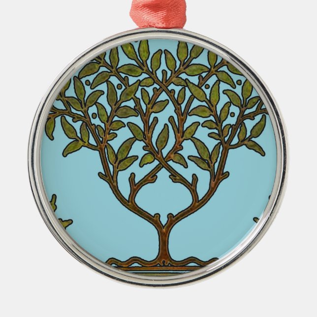 William Morris Tree Frieze Floral Wallpaper Silbernes Ornament (Vorne)