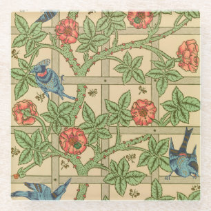William Morris Trellis Classic Wallpaper Design Glasuntersetzer