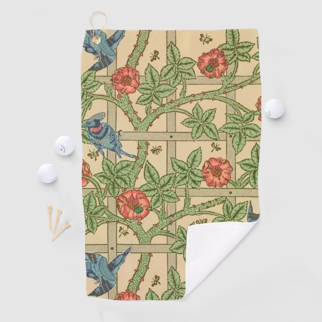 William Morris Trellis Classic Wallpaper Design Golfhandtuch (Insitu)