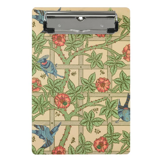 William Morris Trellis Classic Wallpaper Design Mini Klemmbrett (Vorderseite)