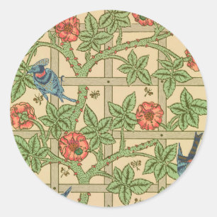 William Morris Trellis Classic Wallpaper Design Runder Aufkleber