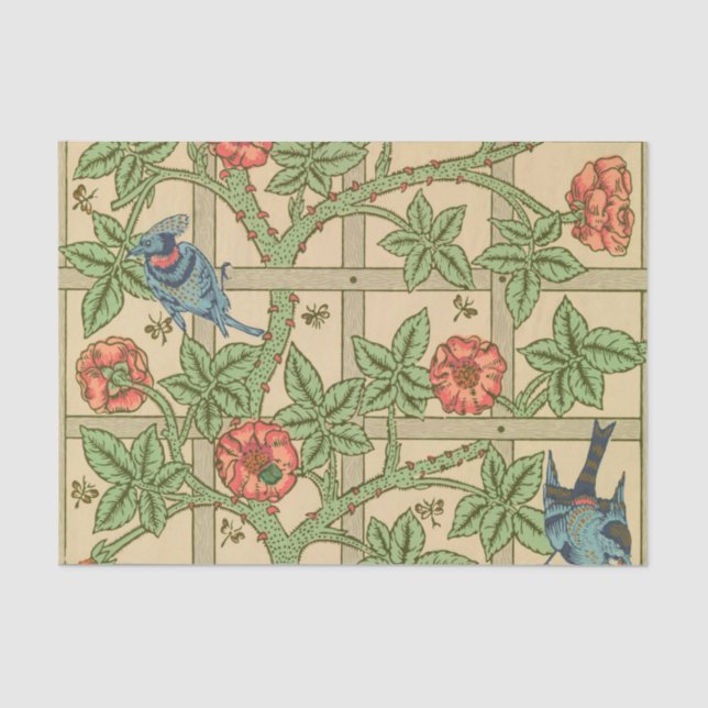 William Morris Trellis Classic Wallpaper Design Seidenpapier (Vorderseite)
