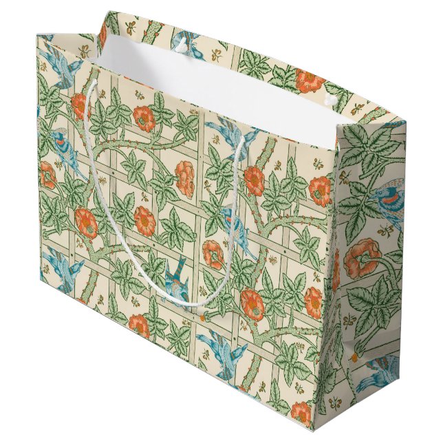 William Morris Trellis Victorian Wallpaper Große Geschenktüte (Rückseite Schrägansicht)