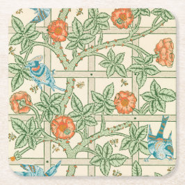William Morris Trellis Victorian Wallpaper Rechteckiger Pappuntersetzer