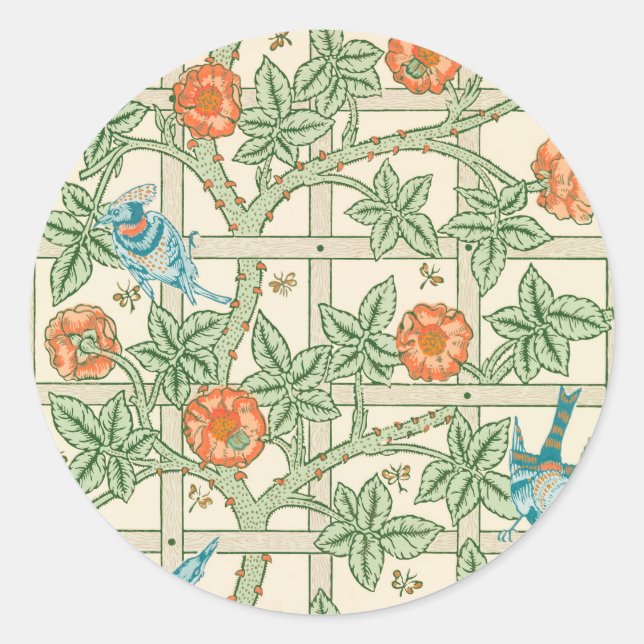 William Morris Trellis Victorian Wallpaper Runder Aufkleber (Vorderseite)