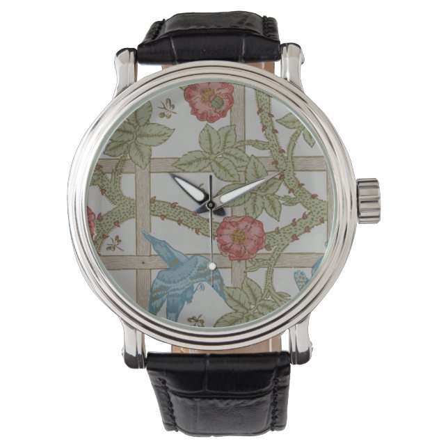 William Morris Trellis Wallpaper Art Armbanduhr (Vorderseite)