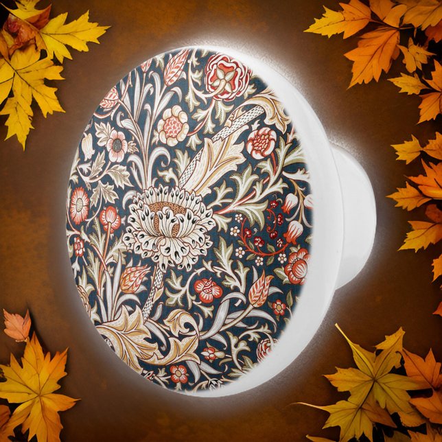 William * Morris Trent Floral Red Indigo Gold Keramikknauf (Von Creator hochgeladen)