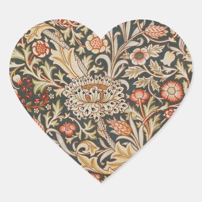 William Morris Trent Garden Blume Classic Botanic Herz-Aufkleber (Vorderseite)