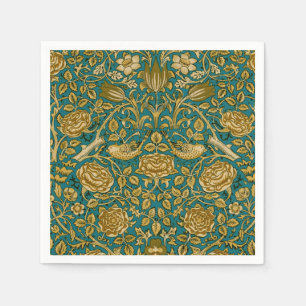William Morris Tudor Rose Pattern Blue Golden Serviette