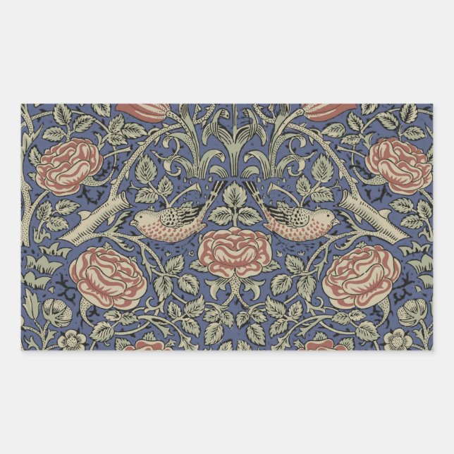 William Morris Tudor Rose Wallpaper Rechteckiger Aufkleber (Vorderseite)