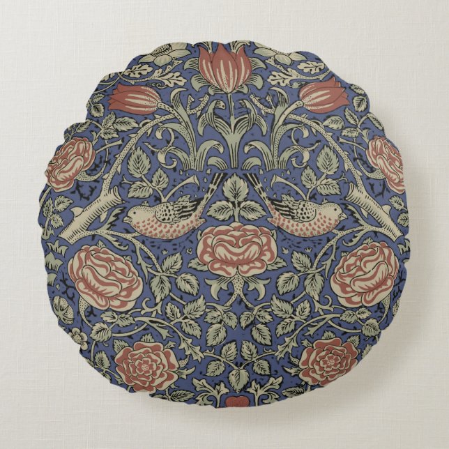 William Morris Tudor Rose Wallpaper Rundes Kissen (Vorderseite)