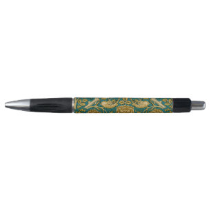 William Morris Tudor-Rosen-Muster Blau Golden Kugelschreiber
