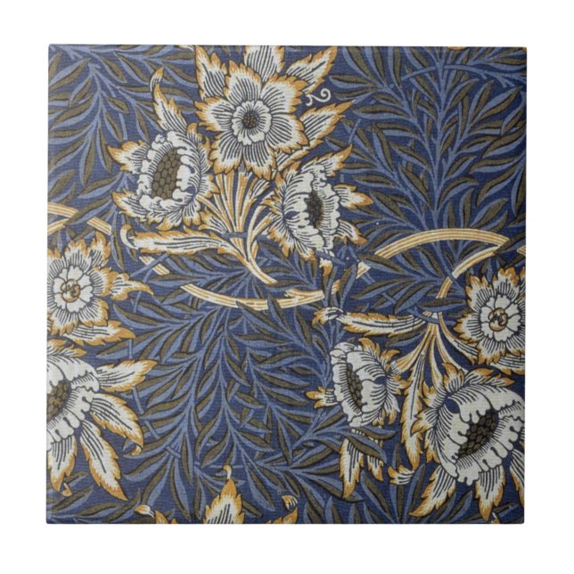 William Morris Tulip und Willow Floral Pattern Fliese (Vorderseite)