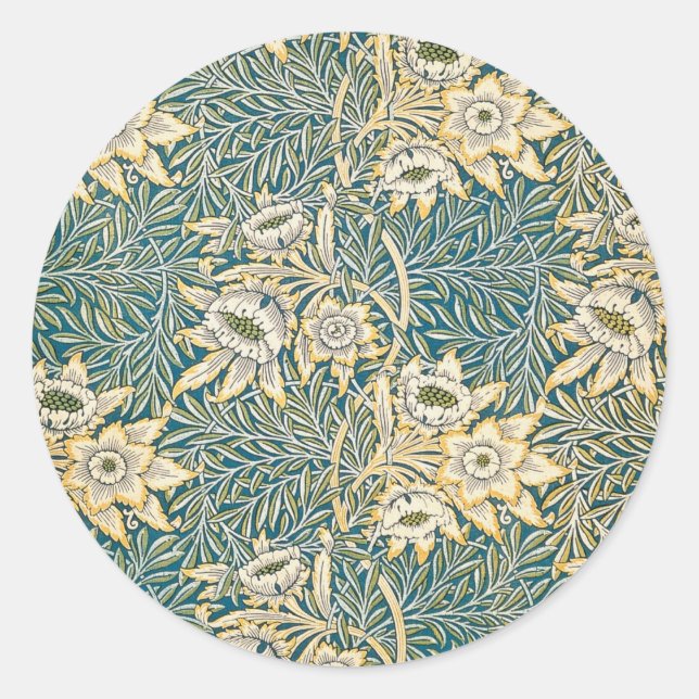 William Morris Tulip und Willow Runder Aufkleber (Vorderseite)