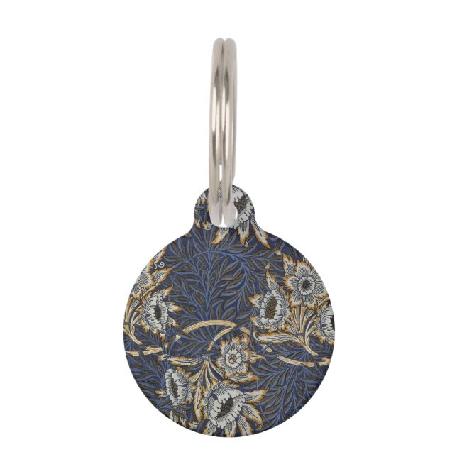 William Morris Tulip Willow Blue Muster Haustiermarke (Vorderseite)