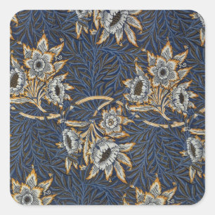 William Morris Tulip Willow Blue Muster Quadratischer Aufkleber