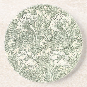 William Morris Tulpe Grüne Florale Kunst Druck Getränkeuntersetzer