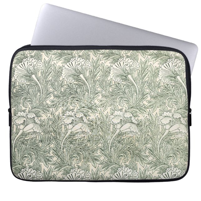 William Morris Tulpe Grüne Florale Kunst Druck Laptopschutzhülle (Vorderseite)