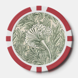 William Morris Tulpe Grüne Florale Kunst Druck Pokerchips